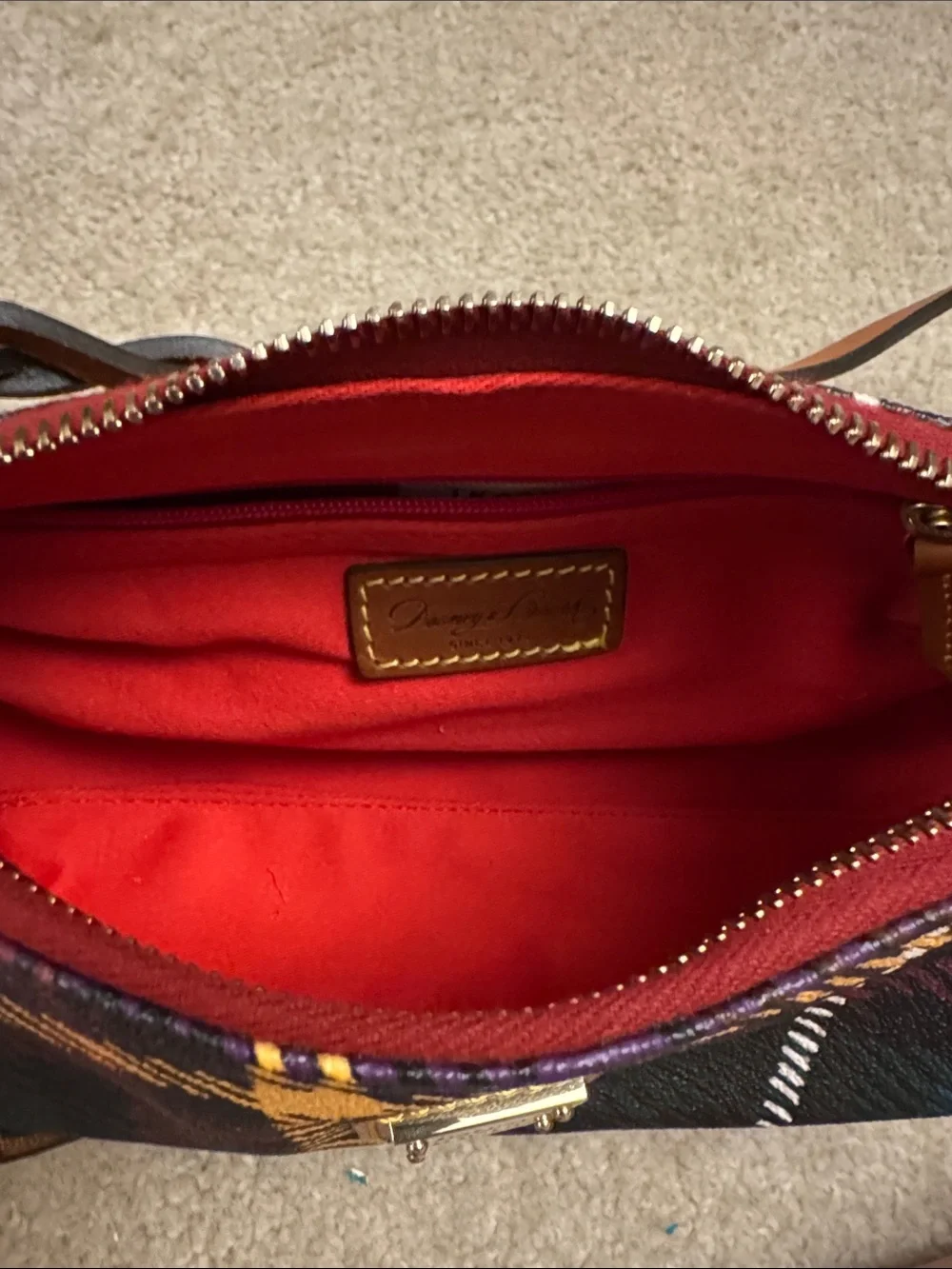 Dooney & Bourke Multicolor Plaid Wristlet with Braided Strap
